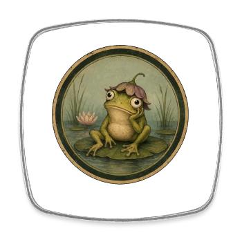 Anneau vintage en forme de grenouille en nénuphar vintage - Magnet carré - blanc - Devant