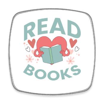 Leseliebe im Herzen – Read Books Design - Viereckiger Kühlschrankmagnet - Weiß - Vorne