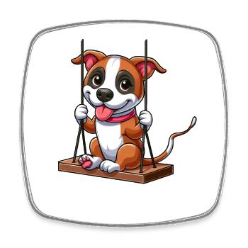 Staffordshire Terrier Dog Rocking Playground - Square fridge magnet - white - Front