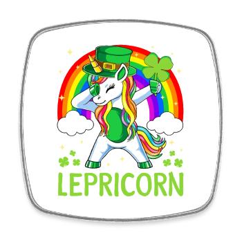 Lepricorn Rainbow Unicorn - Viereckiger Kühlschrankmagnet - Weiß - Vorne