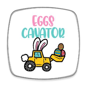 Egg Cavator Camion de Pâques - Magnet carré - blanc - Devant