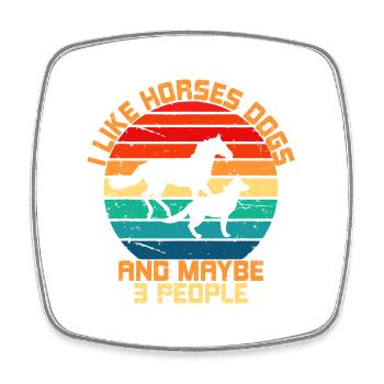 Equine Canine Rainbow Tee Joke - Square fridge magnet - white - Front