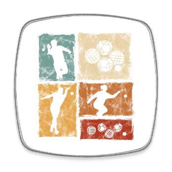 Bocce and Petanque Player Graphic - Square fridge magnet - white - Front