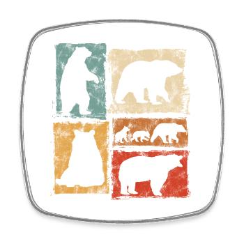 Bears Perspectives Retro Animal Print - Square fridge magnet - white - Front