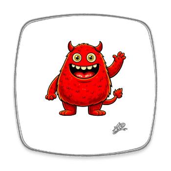 Monstre rouge joyeux - Magnet carré - blanc - Devant