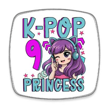 Princesse K-Pop Anniversaire de 9 ans - Magnet carré - blanc - Devant
