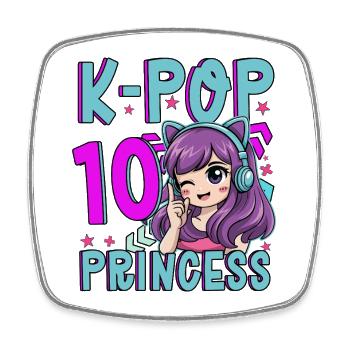 Princesse K-Pop Anniversaire de 10 ans - Magnet carré - blanc - Devant