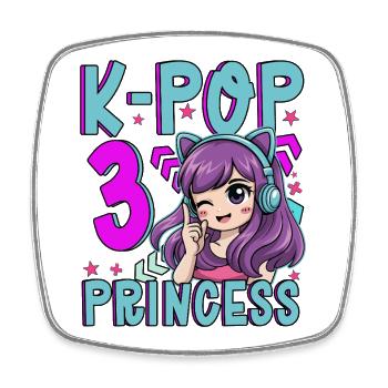 Princesse K-Pop Anniversaire de 3 ans - Magnet carré - blanc - Devant