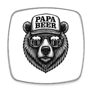 Papa Beer Vater Bär Bier Humor Geschenkidee - Viereckiger Kühlschrankmagnet - Weiß - Vorne
