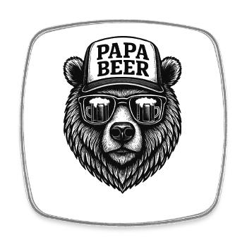 Papa Beer Vater Bär Bier Humor Geschenkidee - Viereckiger Kühlschrankmagnet - Weiß - Vorne