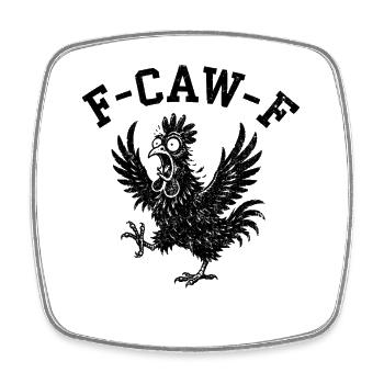 Silhouette du coq F-Caw-F - Magnet carré - blanc - Devant