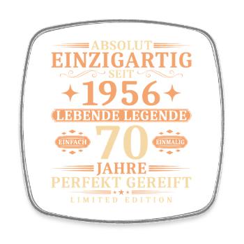 70. Geburtstag Einzigartig Jahrgang 1956 - Viereckiger Kühlschrankmagnet - Weiß - Vorne