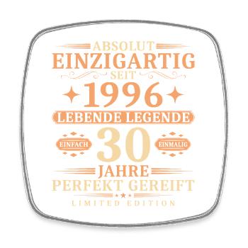30. Geburtstag Einzigartig Jahrgang 1996 - Viereckiger Kühlschrankmagnet - Weiß - Vorne