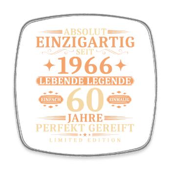 60. Geburtstag Einzigartig Jahrgang 1966 - Viereckiger Kühlschrankmagnet - Weiß - Vorne