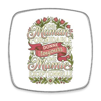 Maman Formidable Mamie Exceptionnelle Fleurs - Magnet carré - blanc - Devant
