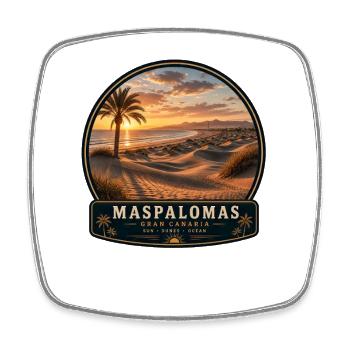 Gran Canaria Maspalomas Sand Dunes Sunset - Square fridge magnet - white - Front