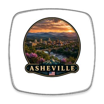 Asheville USA Travel Vacation Nature Art - Square fridge magnet - white - Front
