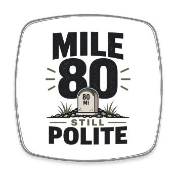 Mile 80 Toujours poli Cycliste Gravel Bike - Magnet carré - blanc - Devant