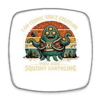 Cosmic Space Creature Alien Retro Design - Viereckiger Kühlschrankmagnet - Weiß - Vorne