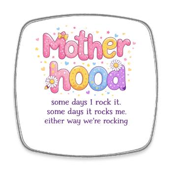 Groovy Retro Mutterschaft – Das Leben von Mom Rock - Viereckiger Kühlschrankmagnet - Weiß - Vorne