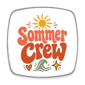 Sommer Crew Retro Sonne und Wellen Vibes - Viereckiger Kühlschrankmagnet - Weiß - Vorne