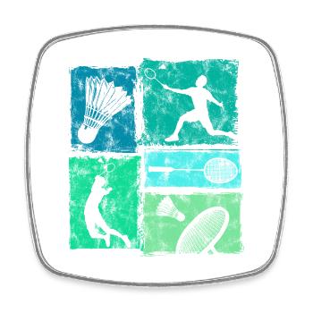Badminton moves in retro look with badminton - Square fridge magnet - white - Front
