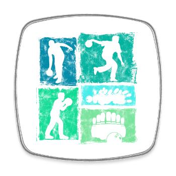 Bowling Kegeln Retro-Grafik Für Bowlingspieler - Viereckiger Kühlschrankmagnet - Weiß - Vorne