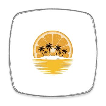 Orange sunset with palm island - Square fridge magnet - white - Front