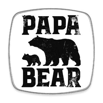 Papa Bear - Father Father's Day Gift - Square fridge magnet - white - Front