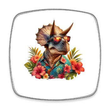 Hawaiian Triceratops Dino with Sunglasses - Square fridge magnet - white - Front