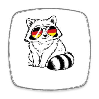 German flag raccoon German Germany - Square fridge magnet - white - Front