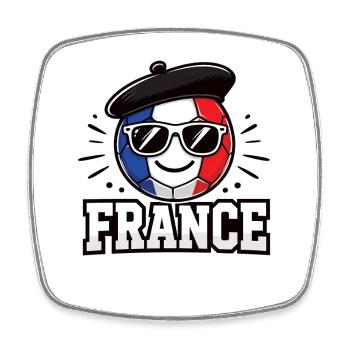 Soccer Ball with France Flag Funny Ball - Square fridge magnet - white - Front