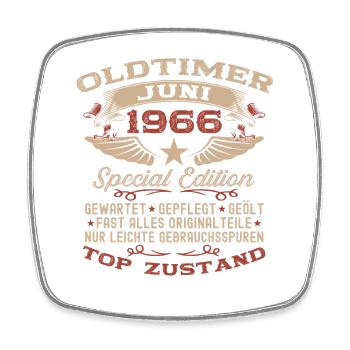 60. Geburtstag Geschenk Mann Oldtimer Juni 1966 - Viereckiger Kühlschrankmagnet - Weiß - Vorne