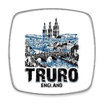 Truro England Cityscape With Cathedral And River - Square fridge magnet - white - Front