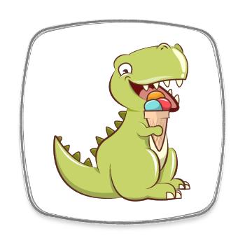 Süßer Dino mit Eis – Cute T-Rex Treat - Viereckiger Kühlschrankmagnet - Weiß - Vorne