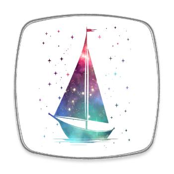 Sailing Sailboat Space Kids Boys Sailor - Square fridge magnet - white - Front
