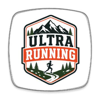 Bouclier de coureur de trail Ultra Running - Magnet carré - blanc - Devant