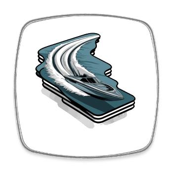 Elegant Motorboat Wave Adventure Lust - Square fridge magnet - white - Front