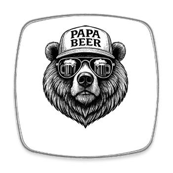 Papa Beer Vater Bär Bier Humor Geschenkidee - Viereckiger Kühlschrankmagnet - Weiß - Vorne