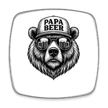 Papa Beer Vater Bär Bier Humor Geschenkidee - Viereckiger Kühlschrankmagnet - Weiß - Vorne