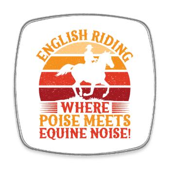 English Riding Horse Rider Poise Meets Equine - Square fridge magnet - white - Front