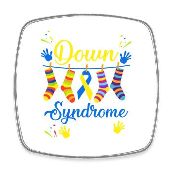Welt-Down-Syndrom-Tag Socken - Viereckiger Kühlschrankmagnet - Weiß - Vorne