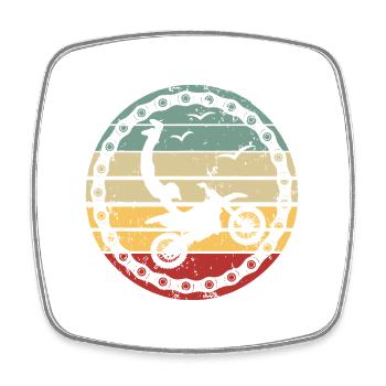 Retro Sunset Wheelie Circle - Square fridge magnet - white - Front