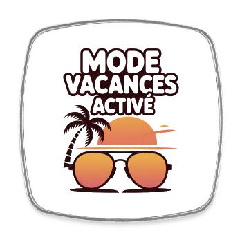 MODE VACANCES ACTIVÉ T-SHIRT ÉTÉ HUMOUR - Magnet carré - blanc - Devant