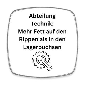 Abteilung Technik - Mehr Fett auf den Rippen - Viereckiger Kühlschrankmagnet - Weiß - Vorne