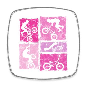 BMX Bike Stunts Im Retro-Stil Für Frauen Mädchen - Viereckiger Kühlschrankmagnet - Weiß - Vorne