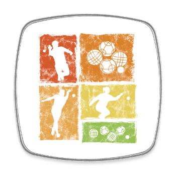 Boccia Und Petanque Spieler Grafik Vintage-Stil - Viereckiger Kühlschrankmagnet - Weiß - Vorne