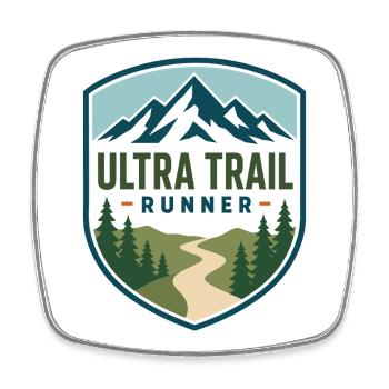 Ultra Trail Runner Mountain Shield - Viereckiger Kühlschrankmagnet - Weiß - Vorne