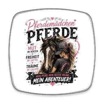 Pferdemädchen – Mein Pferd, mein bester Freund, me - Viereckiger Kühlschrankmagnet - Weiß - Vorne
