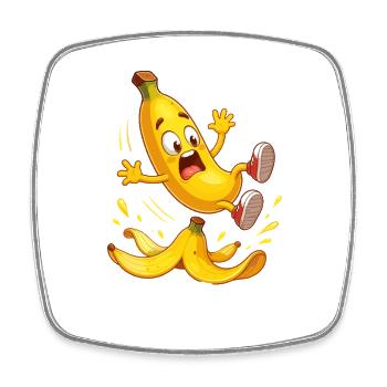 Jumping Banana Cartoon - Square fridge magnet - white - Front